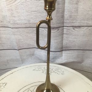 Vintage Brass horn candle holder